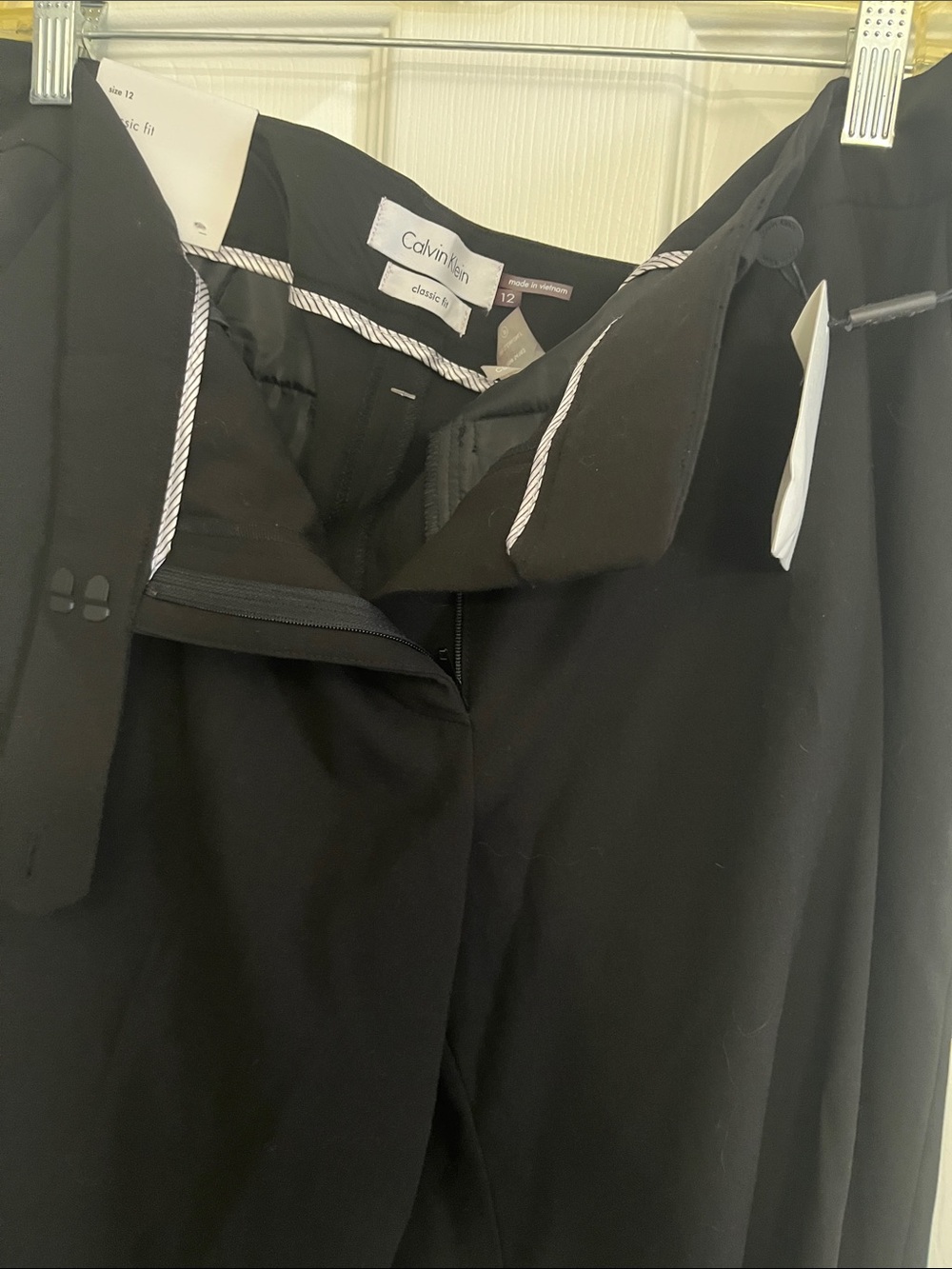 Calvin Klein Black Women's Trousers with Stripe-Trim Waist
